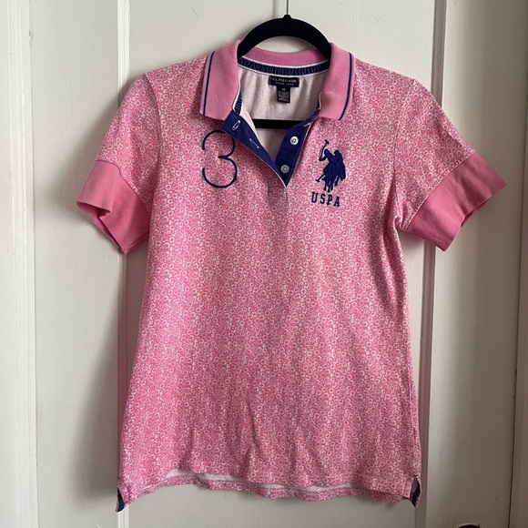 U.S. Polo Assn. Tops - U.S. Polo Assn. Pink Patterned Woman's Polo